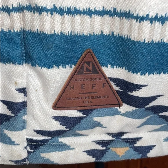 Neff Teal and White Patterned Jacket bloom men’s large jacket with ski mask
